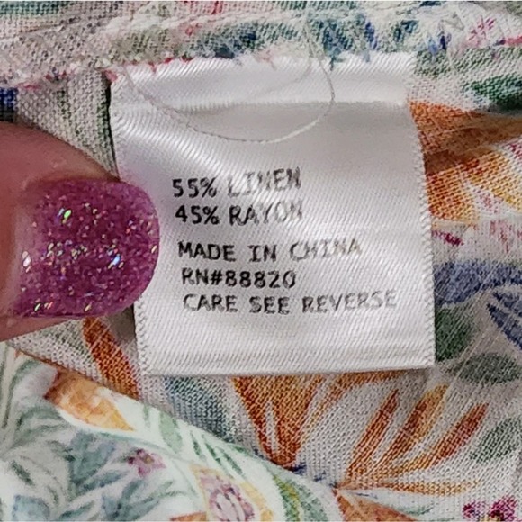 Jones new York floral babydoll peplum linen blend button down tunic plus size 2X - Picture 6 of 7